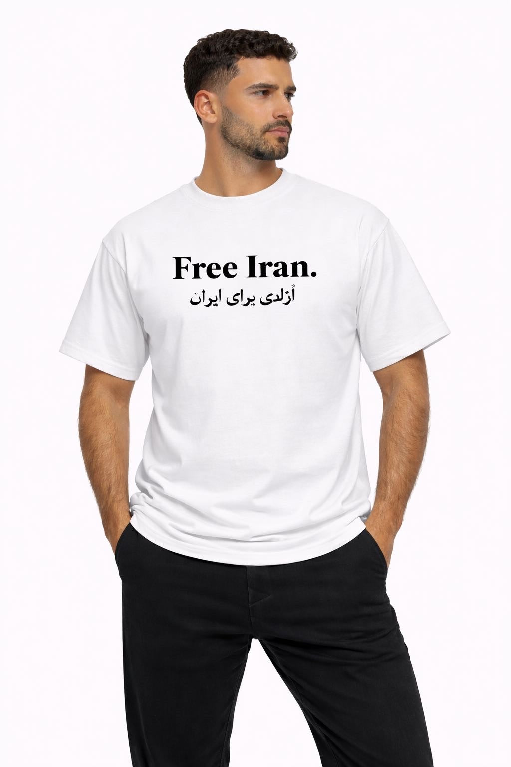 Free Iran – Freedom Statement T-Shirt - Weiß - Schwarz